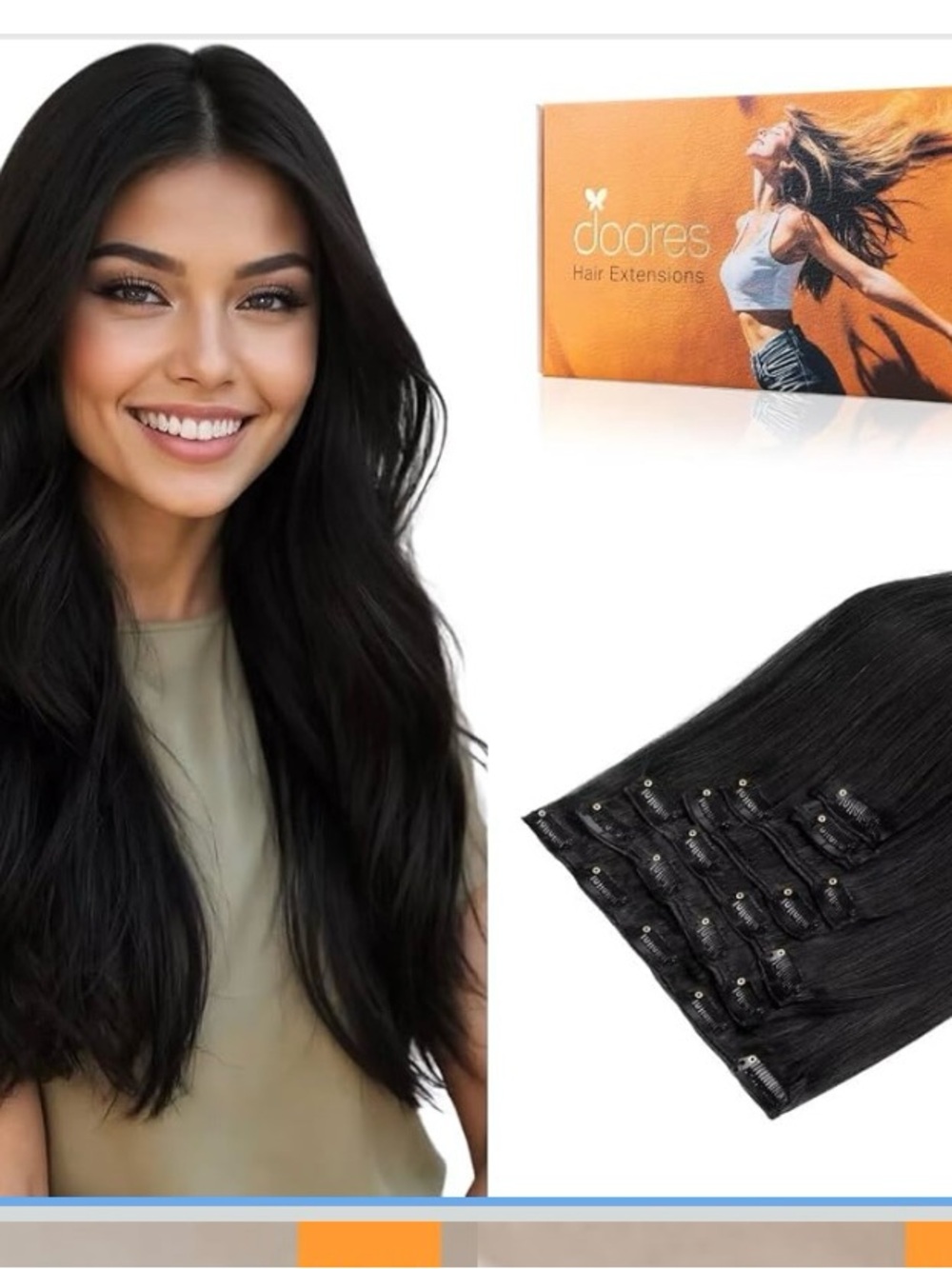 Doores 16 inch Clip-In Hair Extensions - Jet Black